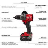 Milwaukee M18 FUEL™ 1/2" Hammer Drill/Driver - Available in a Kit or as a Bare Tool (2904-20/22)