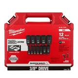 Milwaukee 12PCSHOCKWAVE Impact Duty™ 3/8" Drive SAE Deep 6 Point Socket Set