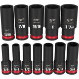Milwaukee 12PCSHOCKWAVE Impact Duty™ 1/2" Drive SAE Deep 6 Point Socket Set
