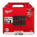 Milwaukee 14PCSHOCKWAVE Impact Duty™ 1/2" Drive Metric Deep 6 Point Socket Set