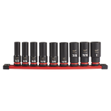 Milwaukee 9PC SHOCKWAVE Impact Duty™ 1/2" Drive SAE Deep 6 Point Socket Set - 49-66-7022
