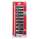 Milwaukee 9PC SHOCKWAVE Impact Duty™ 1/2" Drive SAE Deep 6 Point Socket Set - 49-66-7022