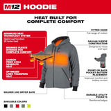 Milwaukee M12™ Heated Hoodie Kit - Grey - 306G-21 (Assorted Sizes Available)