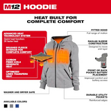 Milwaukee Women's Heated Hoodie - Black - 336b-21 (Assorted Sizes Available)