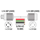 King Canada 25ft Generator Extension Cord L14-30