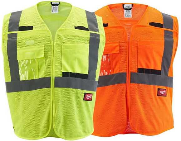 Milwaukee Class 2 High Visibility Mesh Safety Vest (Assorted Colours ...